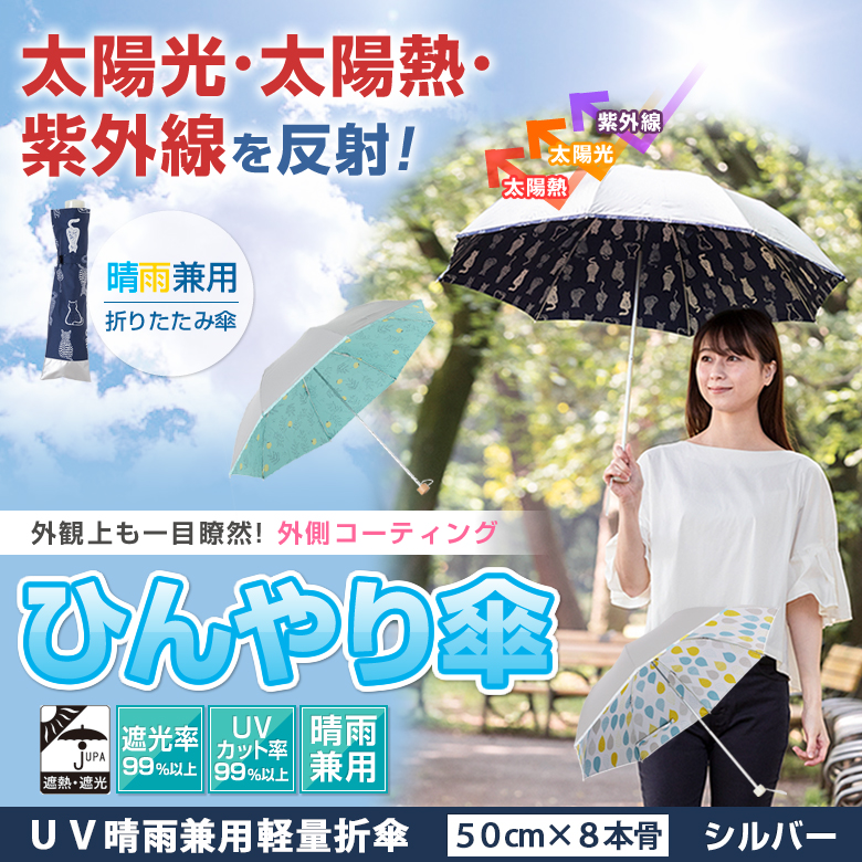 折りたたみ日傘 UV晴雨兼用軽量折傘 シルバー 【日傘と傘の専門店 